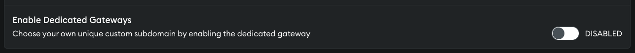 Dedicated gateways in project settings